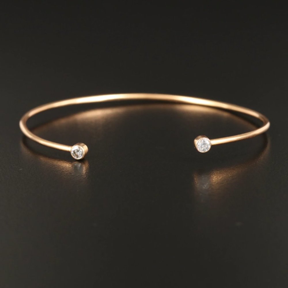 SOLD - Vanrycke Paris Mademoiselle Else 18k Gold Diamond Cuff Bracelet - Picture 2 of 14